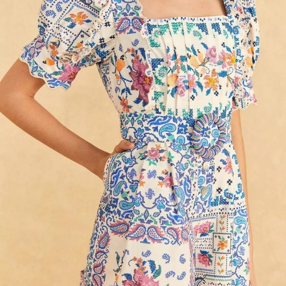 Farm Rio Romantic Bandanas Belted Romper - Picture 5 of 6